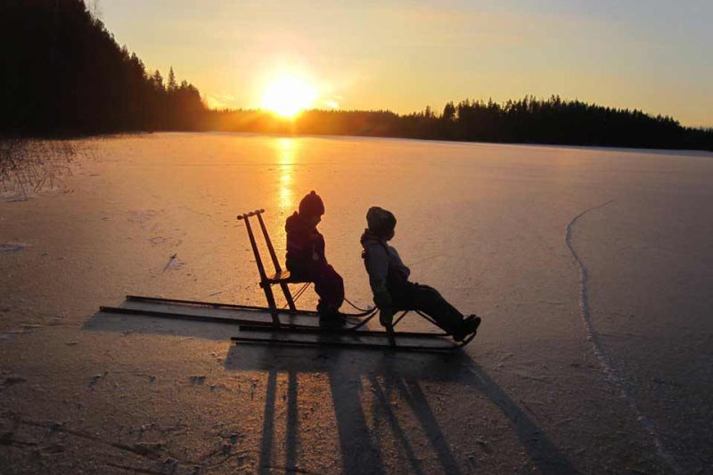 Kick sled is handy on the lake ice
